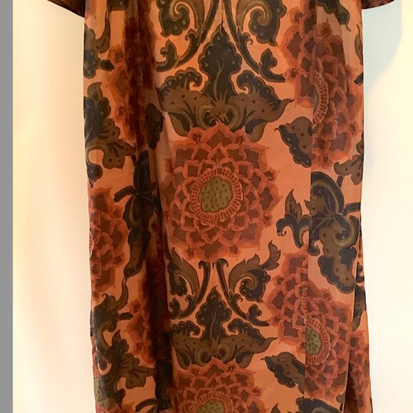 Jim Thompson Classic- Vintage 1970s Thai Silk Kaftan style formal gown Size L - Picture 4 of 14